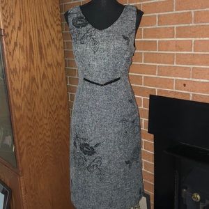 Signature by Sangria Charcoal Floral Midi Dress